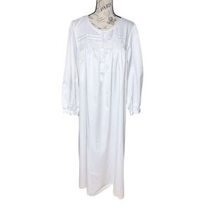 Vtg Kassatly Maxi Nightgown White Large Shiny Satin Modest Cottage Grannycore